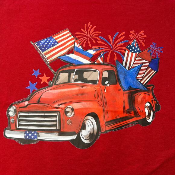 Americana 4th of July Red Truck Tee Mens Medium 38-40 - Picture 1 of 5